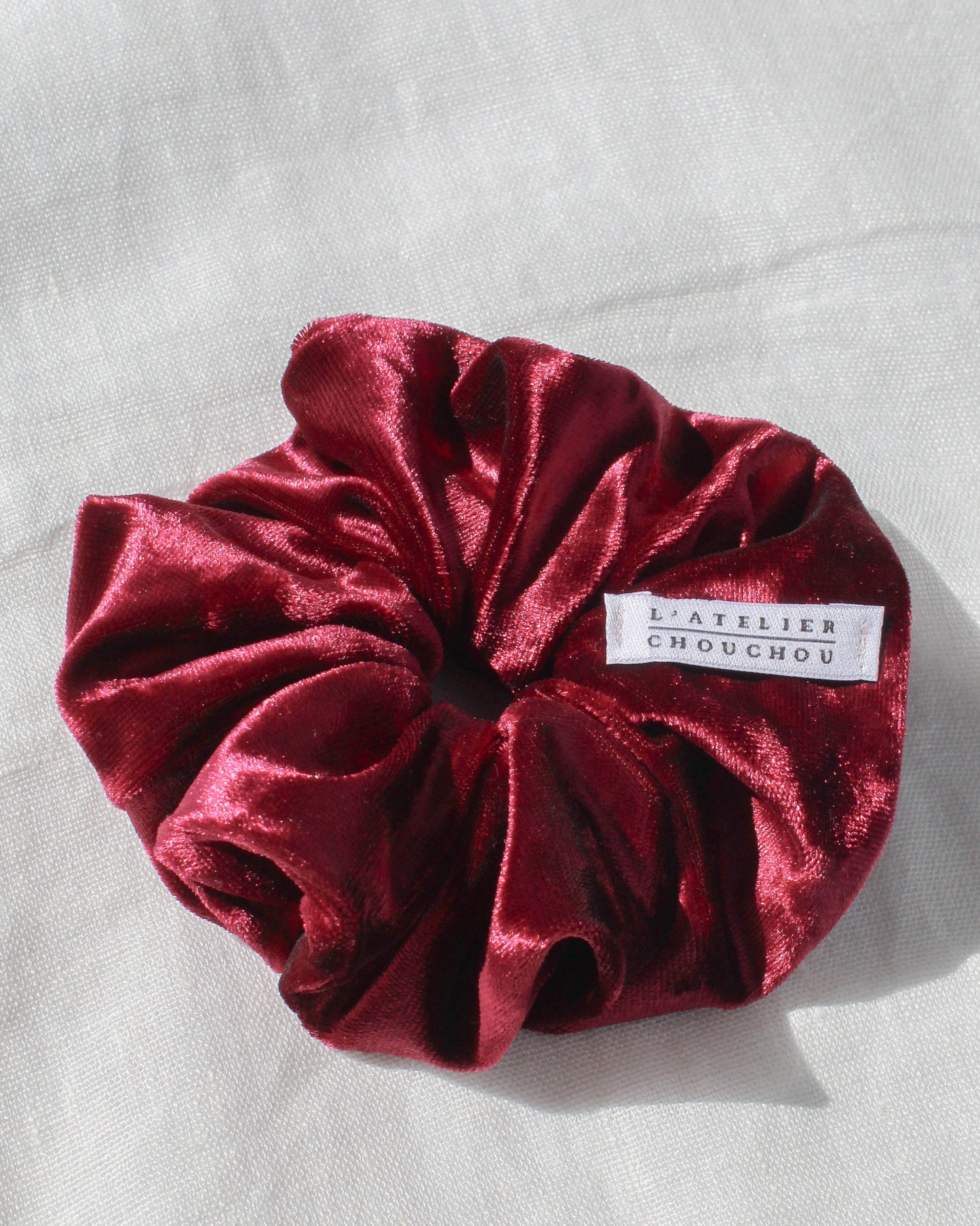 Chouchou cheveux, en velours rouge éclatant, pour femme