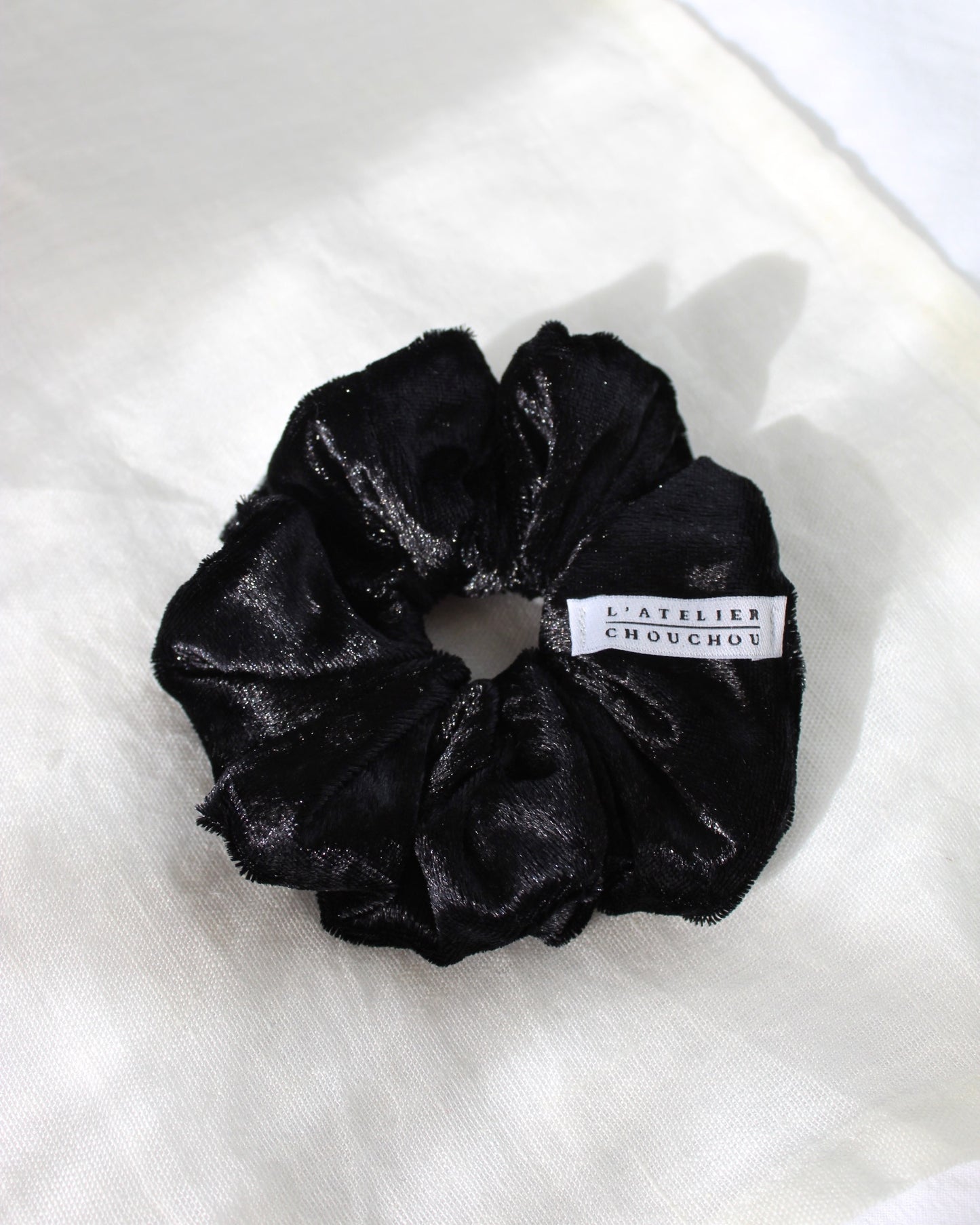 Chouchou en velours, noir, pour cheveux