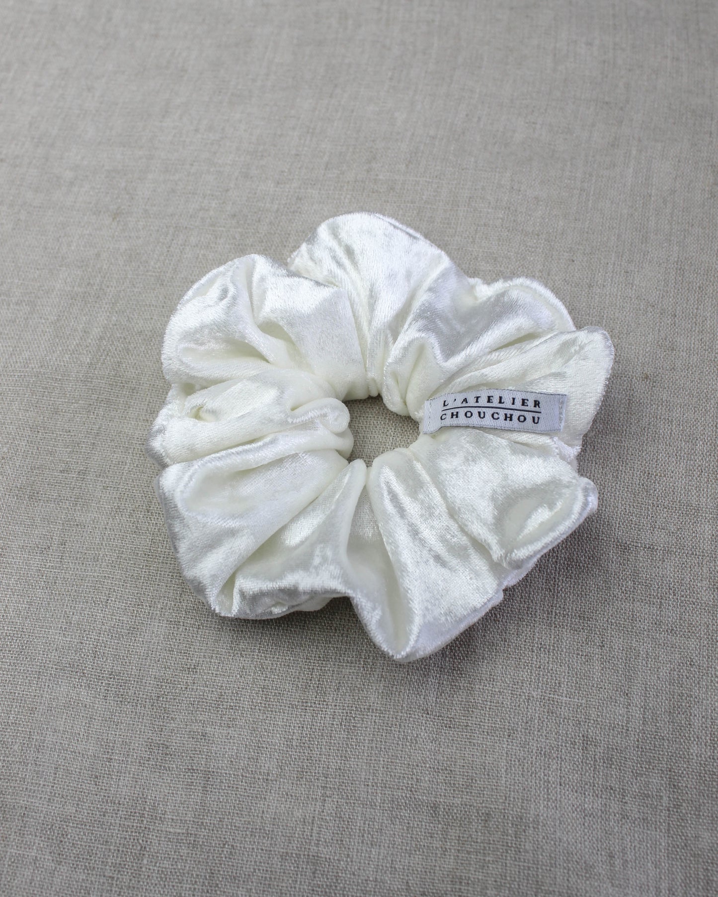 chouchou cheveux velours blanc