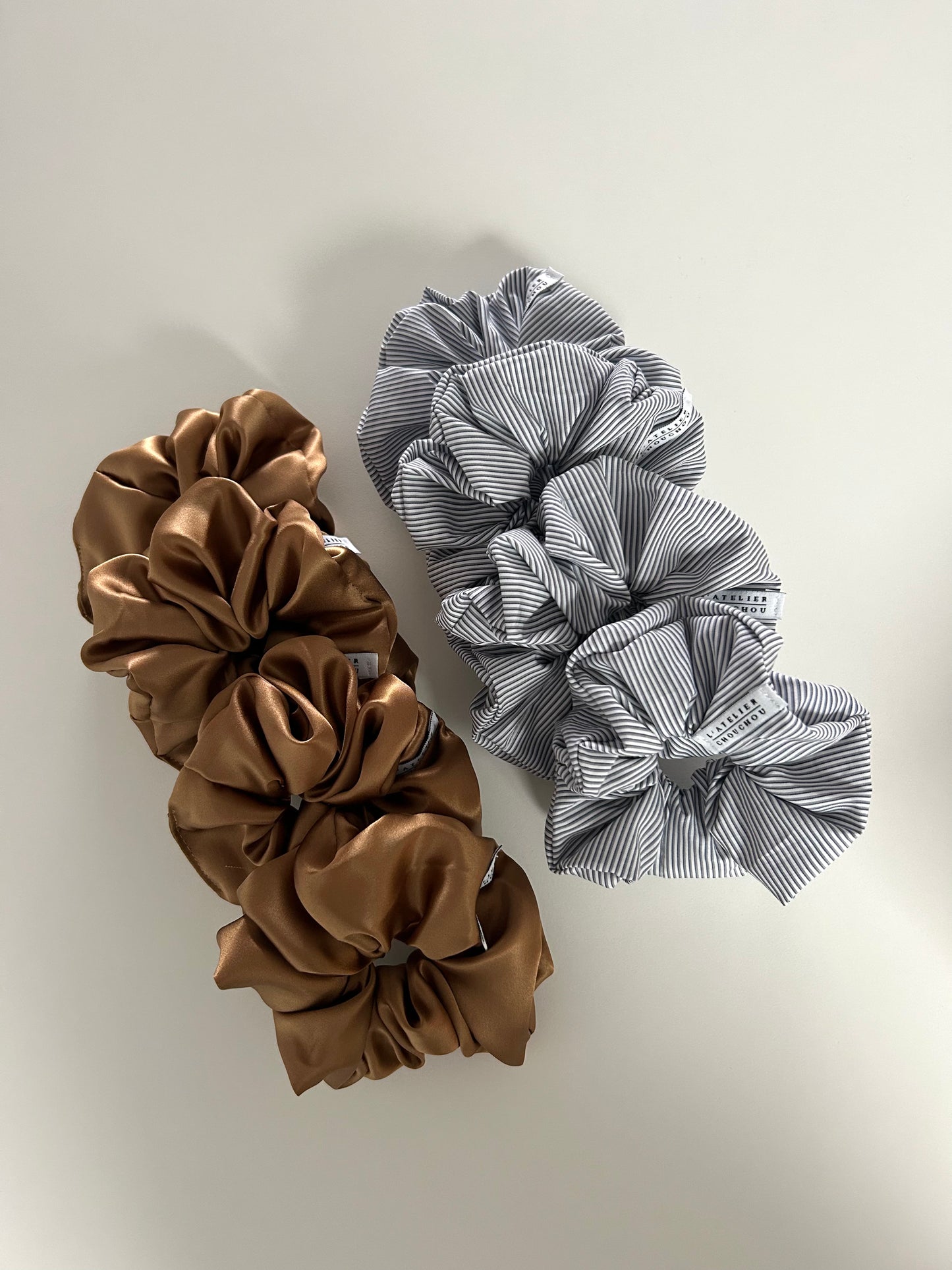 SILK SATIN CAMEL SCRUNCHIE