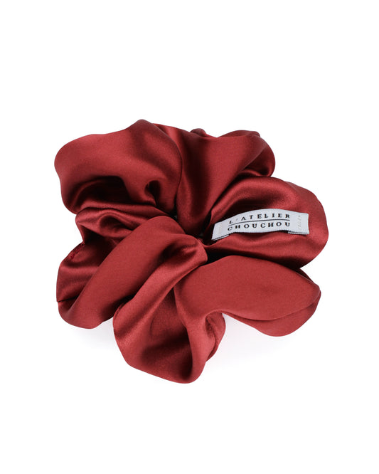 RED SILK SATIN SCRUNCHIE